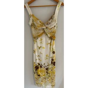 Roberto Cavalli Metallic Floral Printed V Neck Silk Short Dress - Size 42